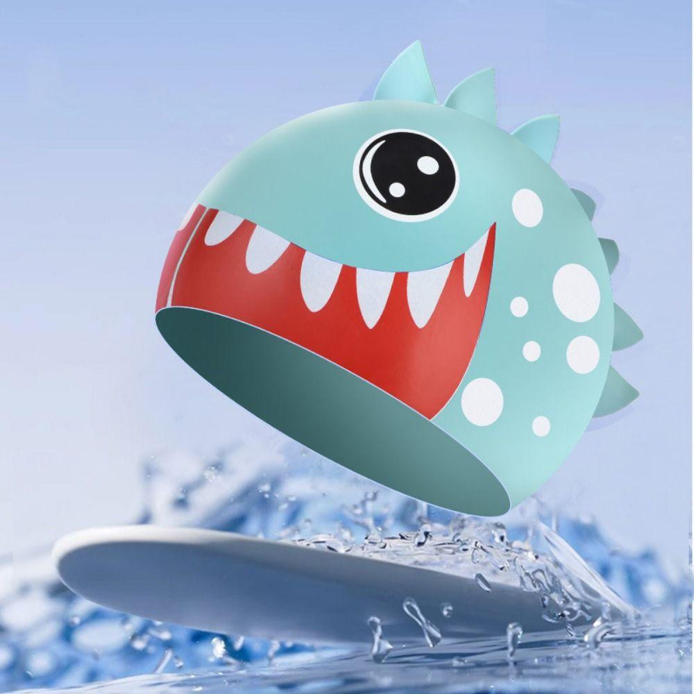 Shark Silicone Swimming Hat Cartoon Animal Printed Swimming Cap Swim Accessories