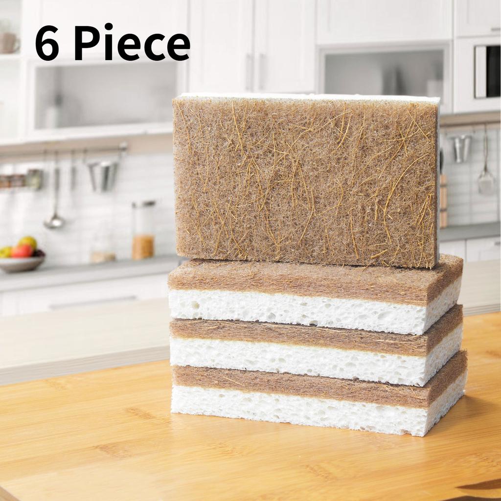 Natural Kitchen Sponges - Biodegradable, Compostable, Sustainable Wood Cellulose & Coconut Fiber Sponge for Dishes,Quick Drying