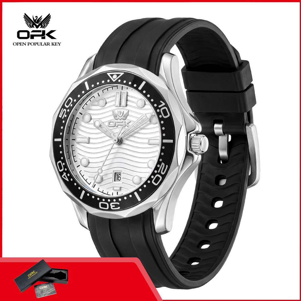 OPK 6109 Fashion Sport Men's Watch Luminous Waterproof Silicone Strap Auto Date Top Original Quartz Man Wristwatch