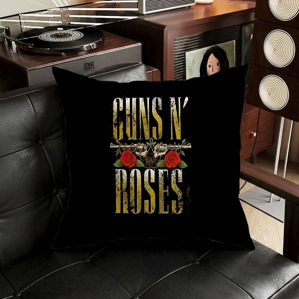 Band GGuns N Roses Pillow Case Antidustmite Pillowcase Invisible zipper silky short plush Sofa cushion cover