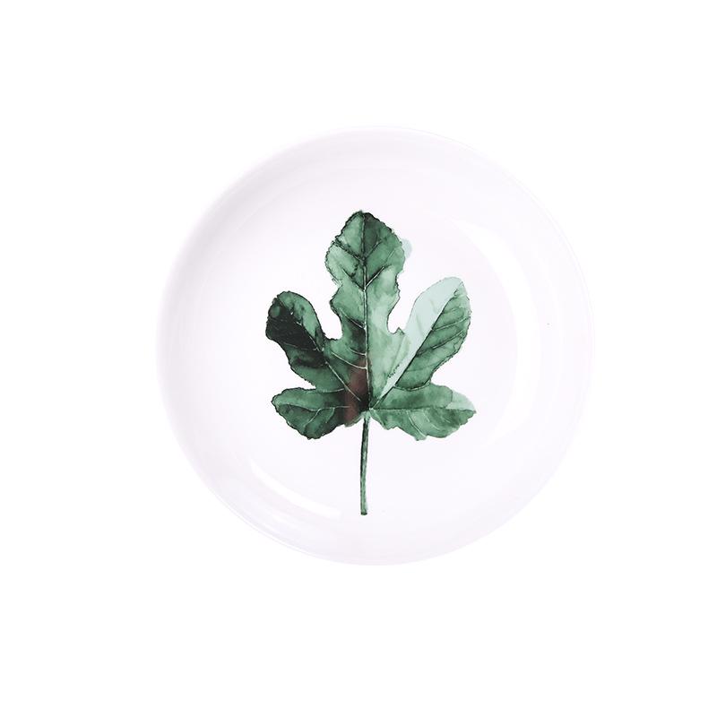 

Nordic Green Plant Plate Creative Ceramic Plate Household Meal Tray Fruit Plate Ins Tableware Ceramic Bowl Dish & Plate Set