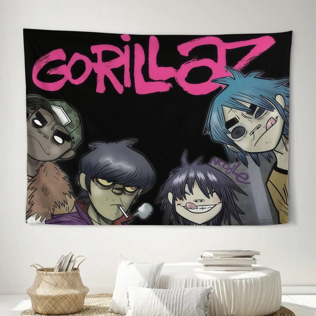 Virtual Band Tapestry Street Punk Style Character Print Hanging Cloth Living Room Background Wall Room Decoration