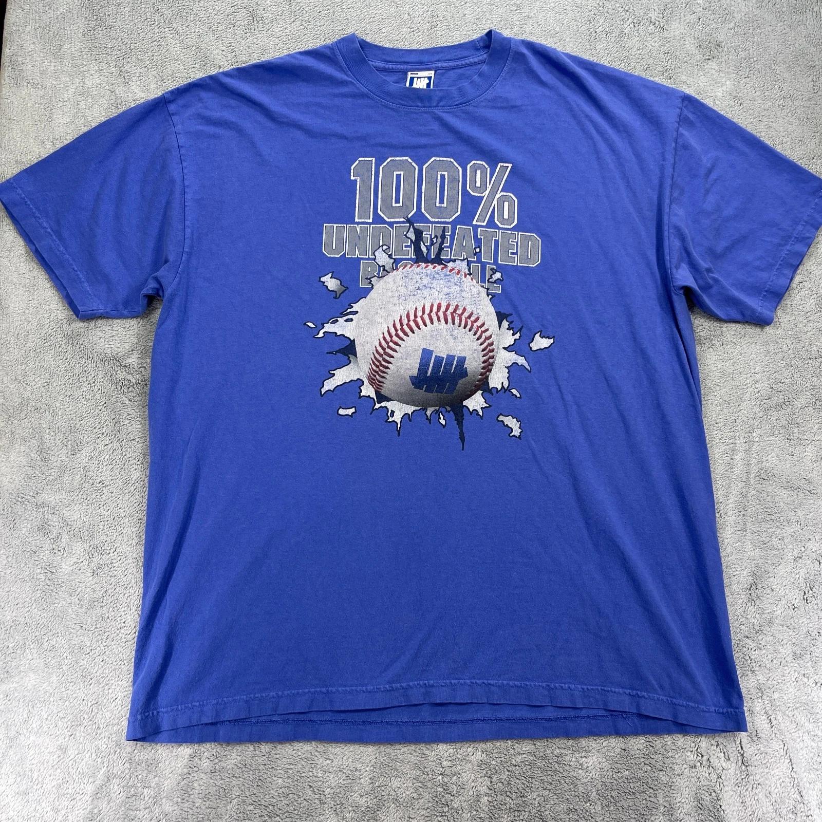Undefeated Baseball T Shirt Mens 2XL Blue Graphic Print Logo Cotton Streetwear S