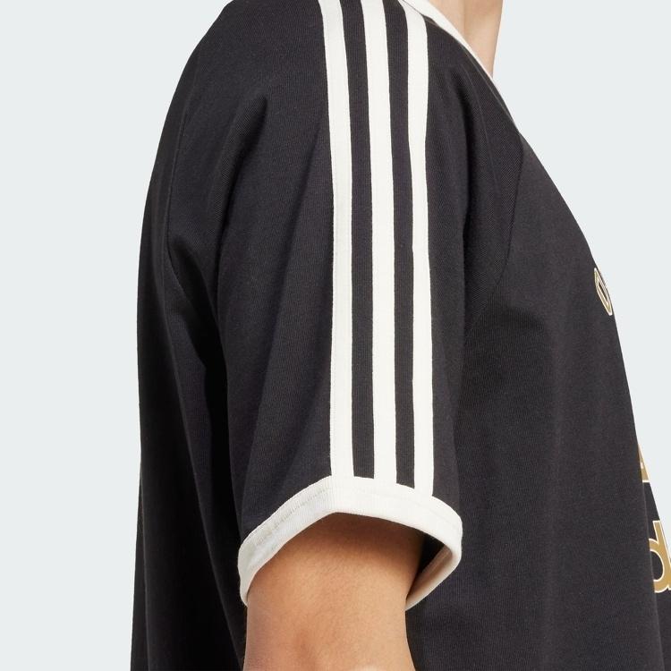 adidas Originals SS25 Serie Classica Logo del Marchio Vestibilità Larga Girocollo Manica Corta Raglan T-Shirt Uomo Top Nero KD6265