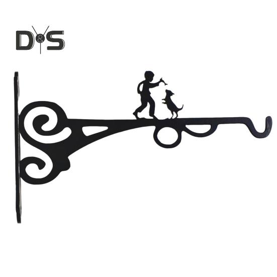 

Настенная вешалка для растений, настенный крючок с металлическим покрытием, устойчивый к ржавчине, внутренний и наружный кронштейн для подвешивания растений, фонарь с колокольчиком, кормушка для птиц Dog чёрный