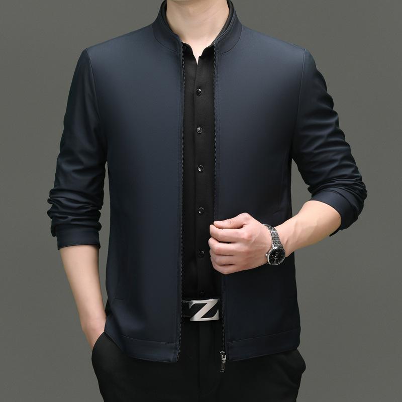 Stand-up Collar Jacket Zipper Business Jacket Middle-aged Men's Jacket Dad Jacket