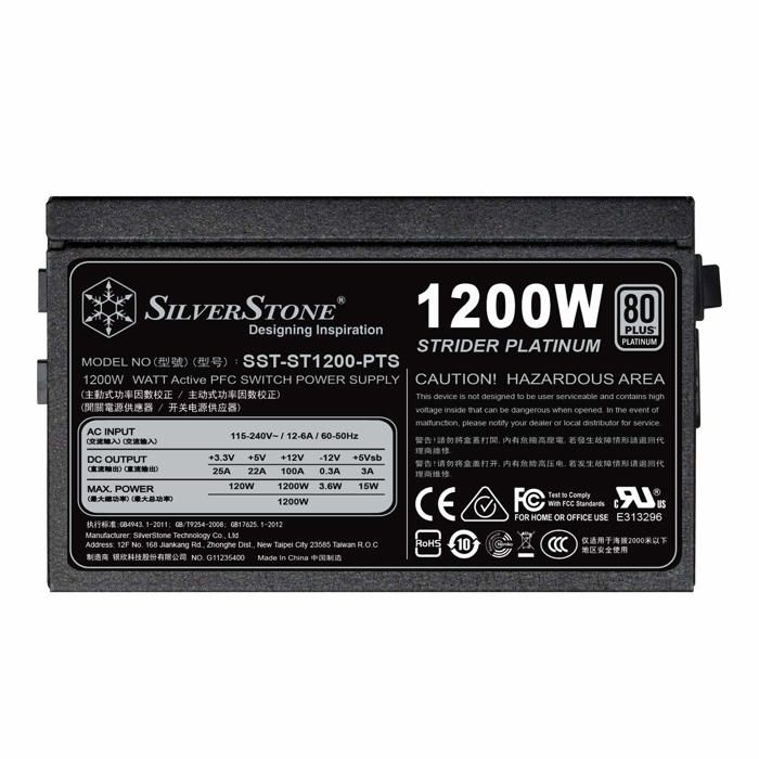 Alimentation pc silverstone sst-st1200-pts - série strider platinum - 1200w 80 plus platine