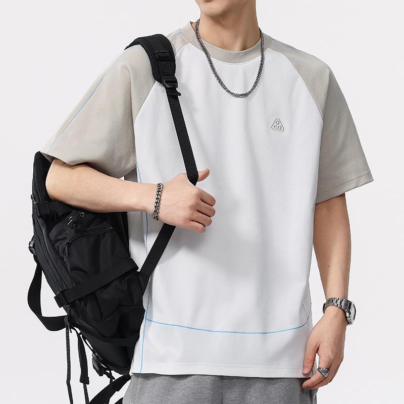 Summer Thin Cool and Refreshing Retro Earth Color Men's Round Neck T-shirt Short Sleeves