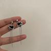 Elegant Lava Black Heart Tassel Earrings: Stylish Niche Mango Star Design for Women, Light Luxury Accessories