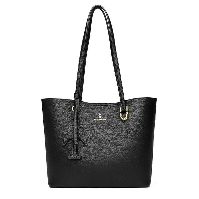 Trendy Fashion Retro Portable Tote Bag New Solid Color Soft Leather Texture Shoulder Bag Commuting To Work Large Capacity Women's Bag