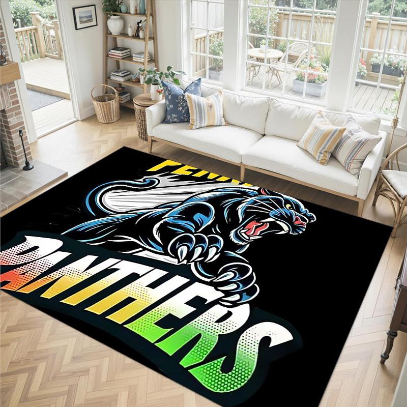 Penrith Panthers Design Crystal Velvet Carpet Cozy Non?Slip Printed Rug For Bedroom Living Room Entrance