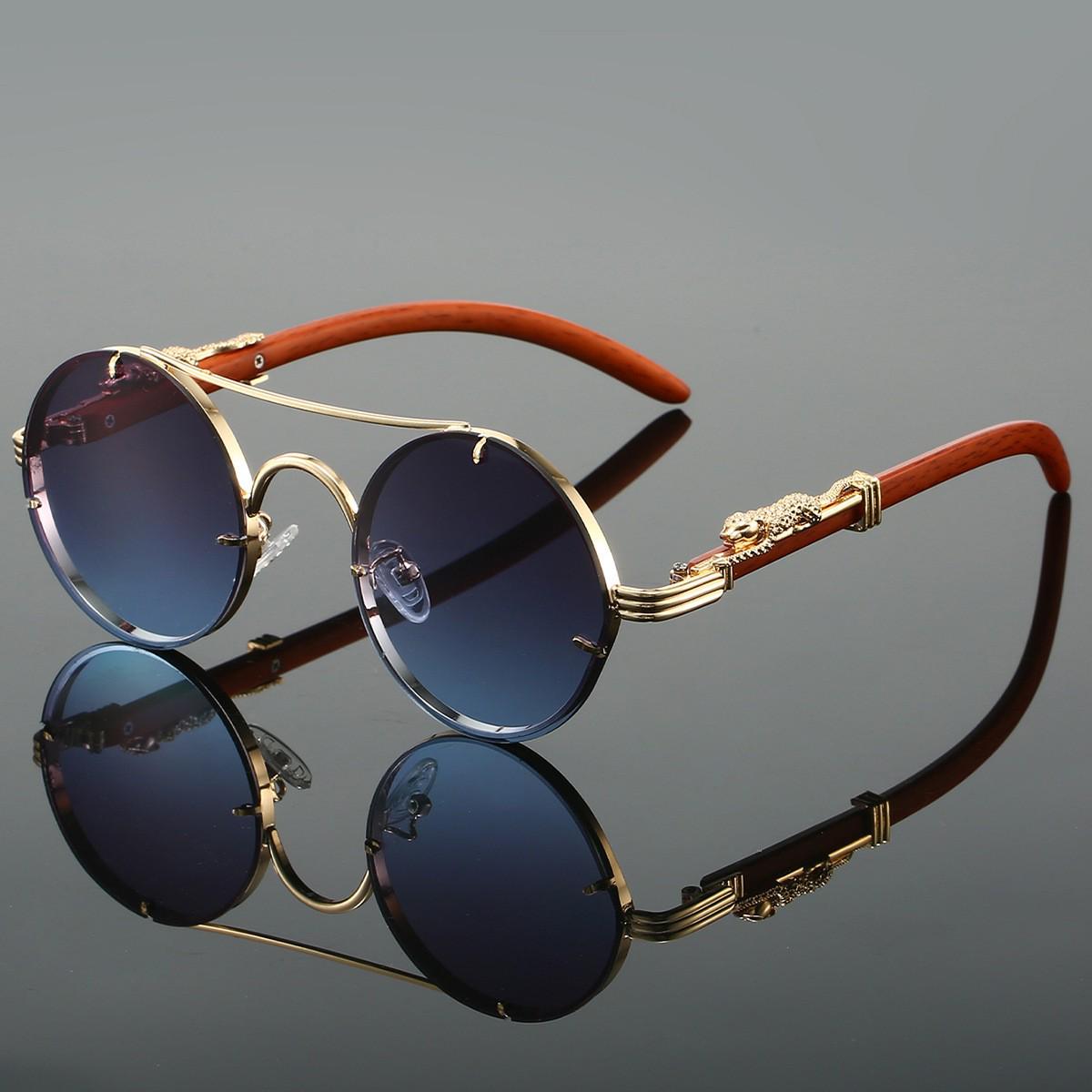 

Retro Double-Beam Leopard Head Round Sunglasses for Men & Women - Trendy & Stylish