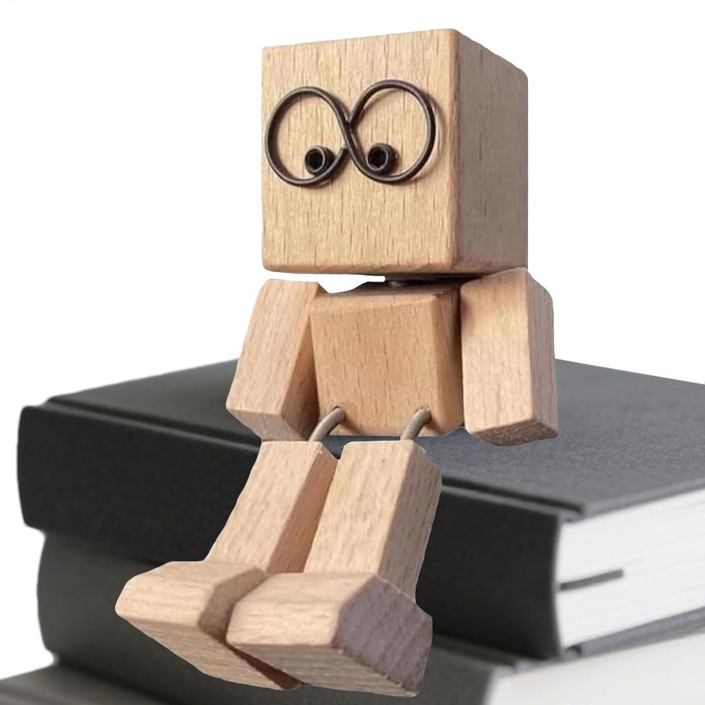 Shaking Wooden Man Figurine Man Tabletop Decor Creative Statue for Car Dashboard Study Shelf Display Desk Bedroom Living Room