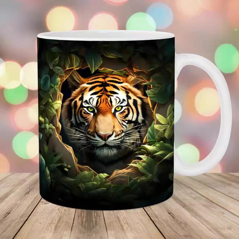 3D White Tiger Tiger Ceramic Coffee Mark Cup Tea Cup New Animal Animal New King Of The Forest
