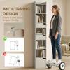 Bookcase Tall Narrow with 5 Tiers and Drawers Freestanding Bookshelf Storage Cabinet for Living Room Grey