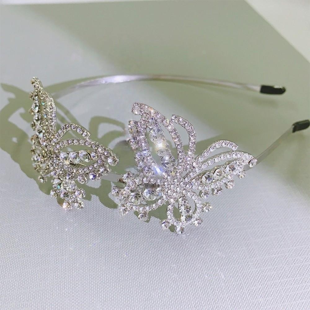 Shiny Butterfly Headband Glamorous Crystal Headwear Fashion Rhinestone Hair Band  Girls Accessories