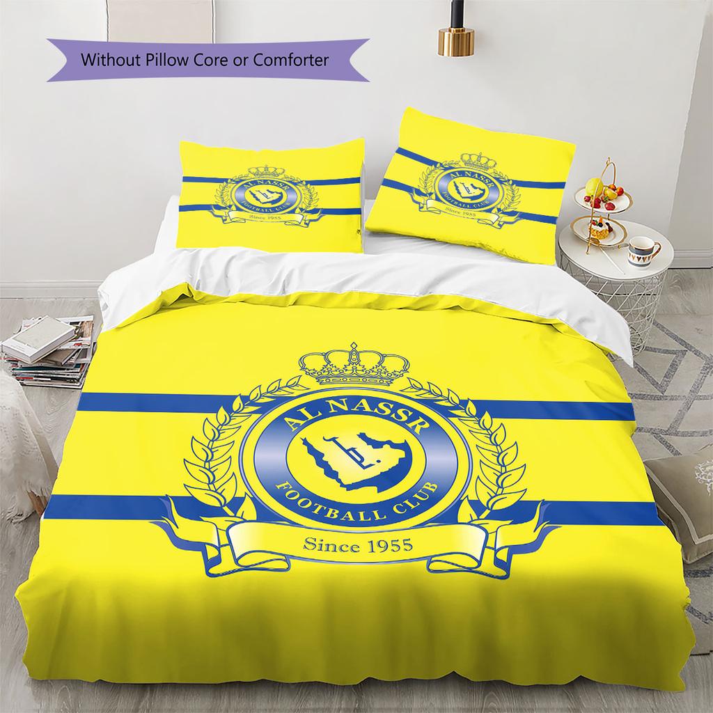 Biancheria da letto con motivo Al-Nassr, Set copripiumino Copripiumino Federa Regalo di Compleanno per la Casa(1 * copripiumino + 2 * federa, senza nucleo)