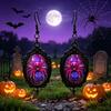 Halloween Gothic Spider Pendant Earrings with Time Gem