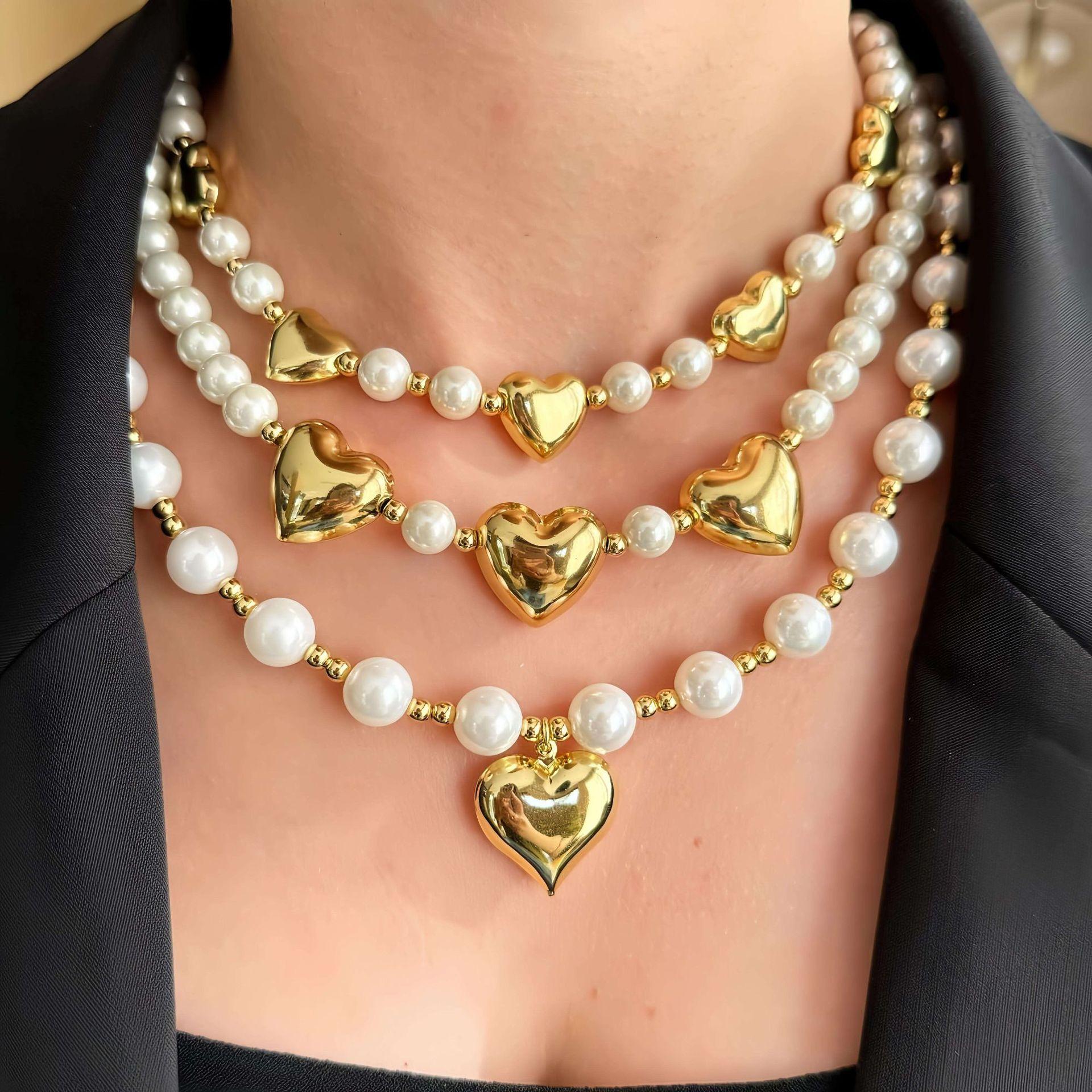 

Fresh Love Pearl Beaded Necklace Female Original Light Luxury Necklace Female Jewelry