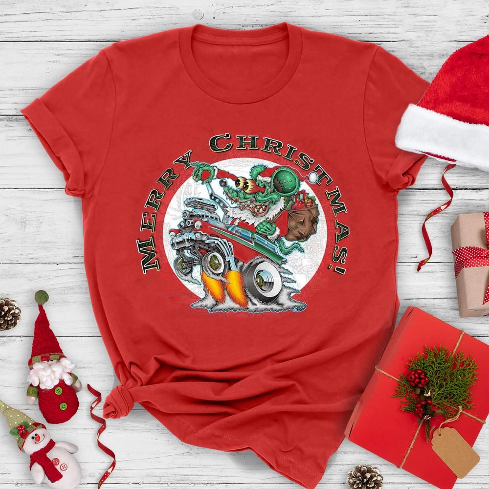 Rat Fink Merry Christmas Cotton Red S-2345XL T-shirt Unisex T-Shirt XXL