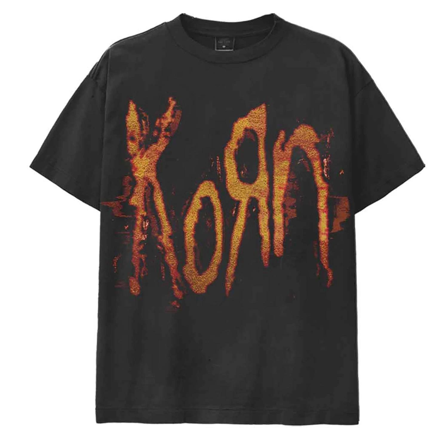 Men s Korn Flame Logo T-shirt Large Black XXL