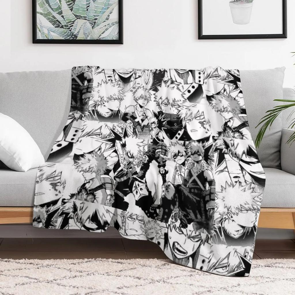 Bakugou Katsuki Collage - BNHA Throw Blanket Warm Napping Blanket for Office Couch Bed