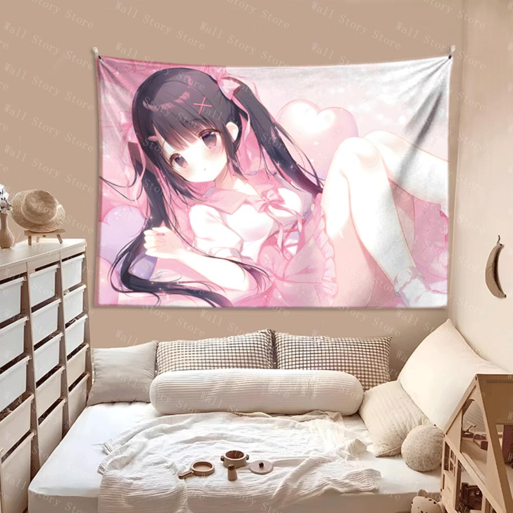 

Cute background illustrations of a girl on Instagram decoration tapestries bedroom Tapestry bedside tapestries Bedside Tapestry 74x94cm(29x37in)