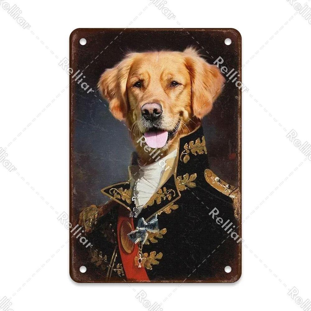 Metal Sign Gentleman Dog Wall Decor, Vintage Tin Plate for Living Room 20x30 cm