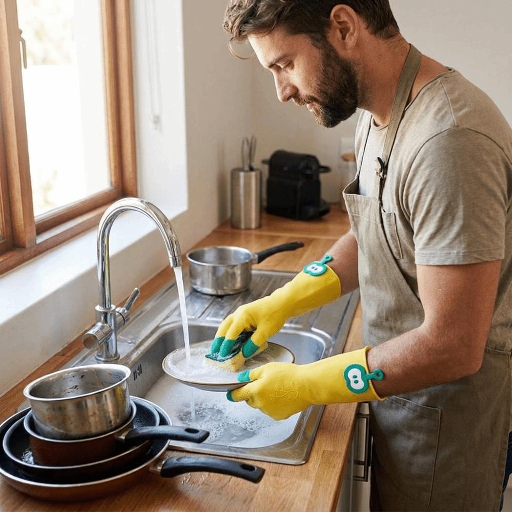 Waterproof Dishwashing Gloves Hanging Household Gloves Comfortable Latex Gloves Dishwashing