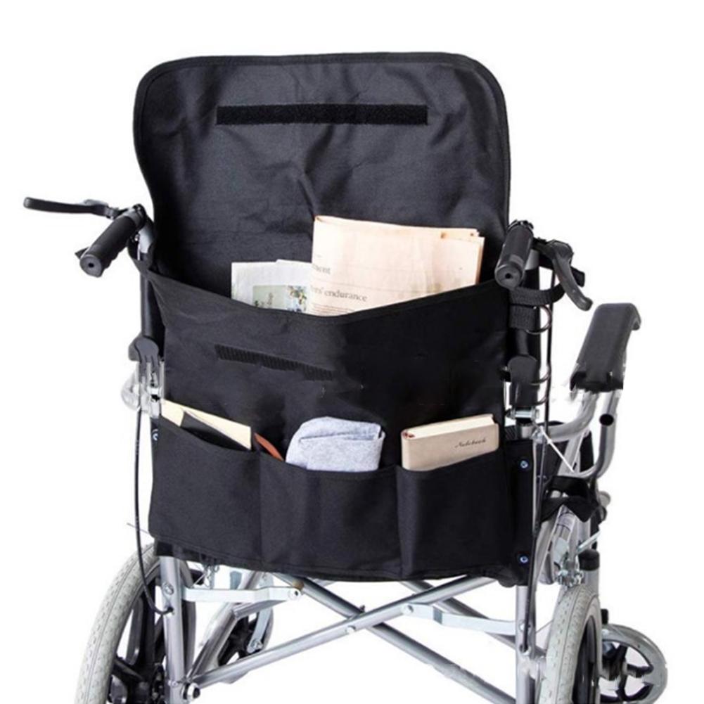 43x35.5cm Black Wear Resistant Oxford Cloth Storage Bag Organizer for Chair Wheelchair Use