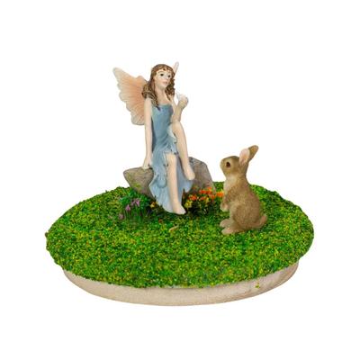 Ubia Flower Fairy and Rabbit Nimi Set, 9 X 9 X 6.5 Cm, Doll Figurine, Animal Ornament, Garden Decor, Rabbit, H23372
