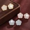 Elegant Female White Zircon Earring Charm Gold Silver Rose Color Stud Earrings For Women Vintage Wedding Jewelry