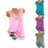 Women's Loose Sleeveless Vest T-shirt Blouse With Elegant Boho Lace Design In Plus Sizes