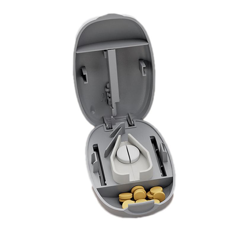 2 In 1 Pill Cutter With Invisible Storage Box Portable Mini Drug Tablet Medicine Dustproof Divider Organizer Crusher Pill Box