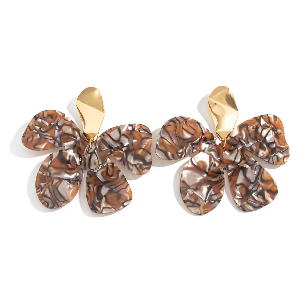 Vintage Gradient Flower Resin Earrings Exaggerated Hollow Geometric Minimalist Earrings for Women