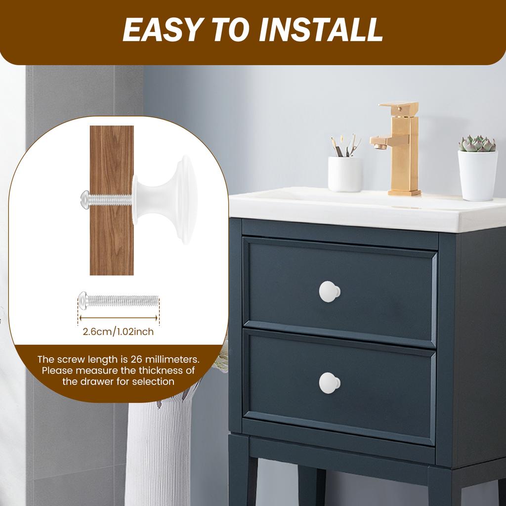 Cabinet Door Handle Set Multipurpose Sturdy Single Grain Small Handle Kit Easy to Install Round Drawer Dresser Pulling Knob for