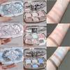 Flower Knows Snow Ballet 6 Colors Satin Eye Shadow Palette Velvet Matte & Pearl Shimmer In One,Blendable Fairytale-Easy Formula