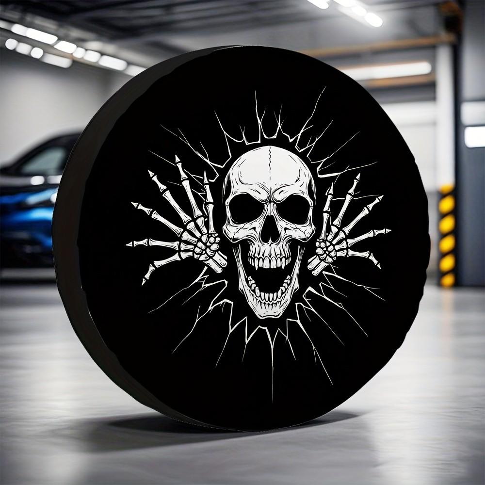 Skull Skeleton Hands Spare Tire Cover Protector Durable Polyester RV Accessory