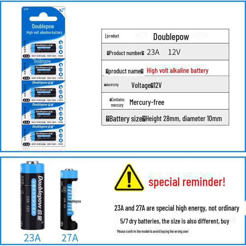 Alkaline 12V 23A Battery for Doorbell, Remote, and Garage Controls