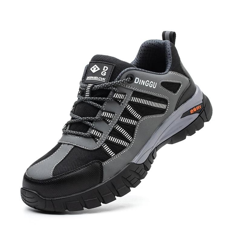 

Новая модная защитная обувь для мужчин со стальным носком, противоударные рабочие туфли для мужчин, кроссовки, легкие, неразрушаемые, устойчивые к проколам ботинки 38 черный серый