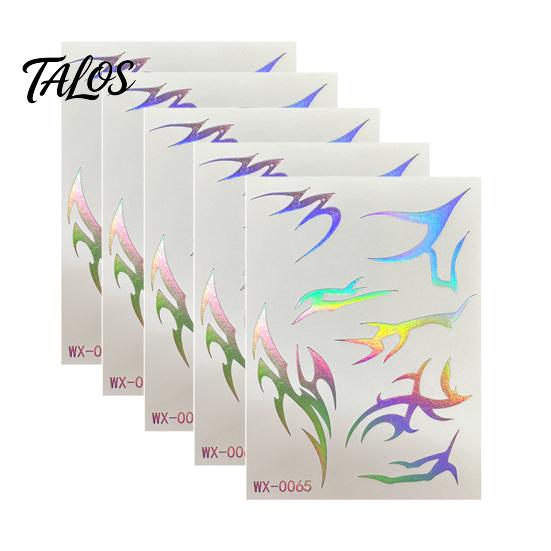 Talos 5 Sheets Holographic Lightning Tattoos, Waterproof Flash Temporary Stickers, Full Color Body Art for Festival Party