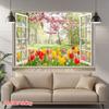 2D Spring Forest View Through Window Photo Booth Background