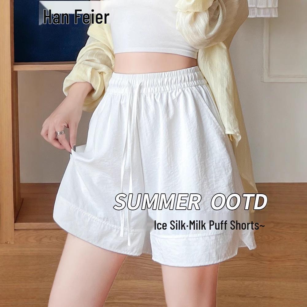 

Women s 2025 Summer Nylon Ice Silk Loose Casual Shorts L [105-120 cm]