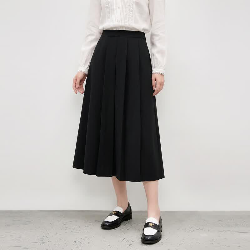 Women's Pleated A-Line Midi Skirt