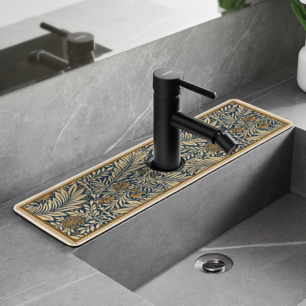 Classic Sink Faucet Drain Pad Table Mat Toilet Diatom Mud Moisture-wicking Pad Slip-resistant Anti-mildew Mat for Kitchen Countertop Dining