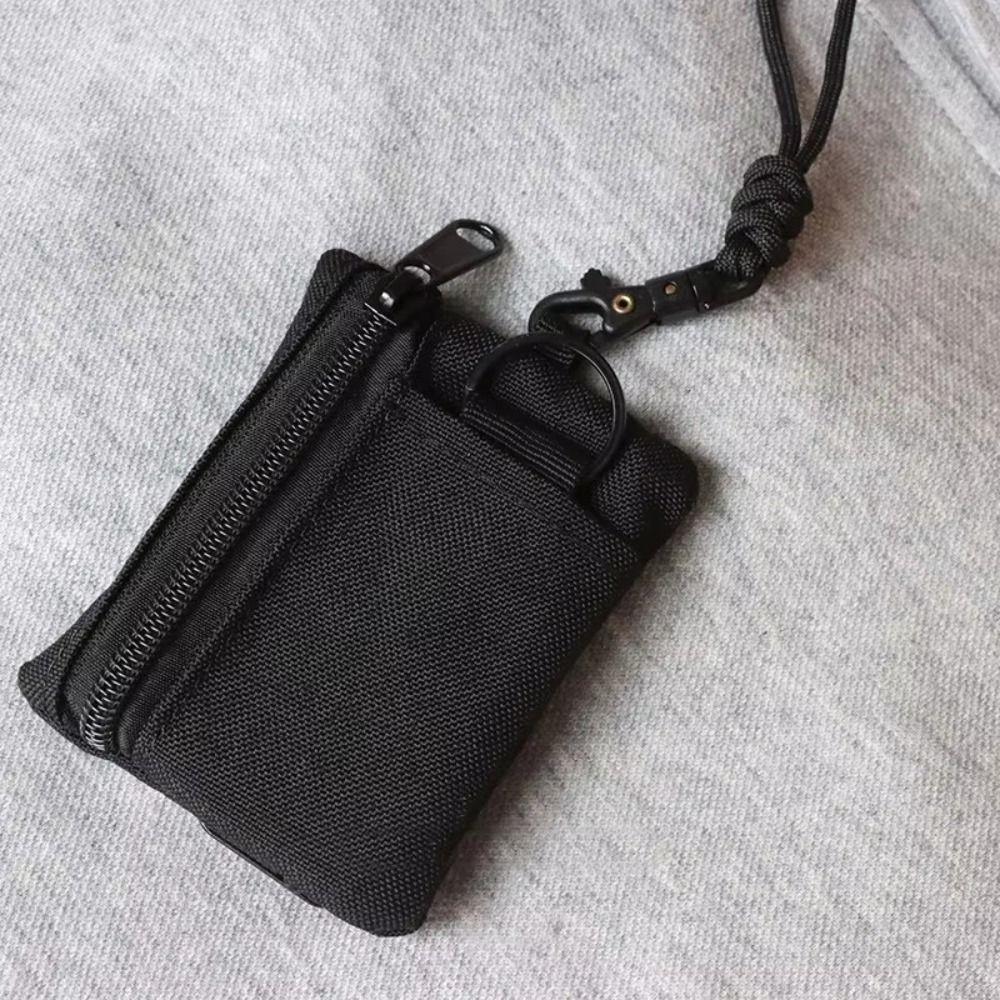 Zipper Hanging Neck Coin Purse Casual Small Card Holder Portable Oxford Cloth Mini Wallet  Outdoor