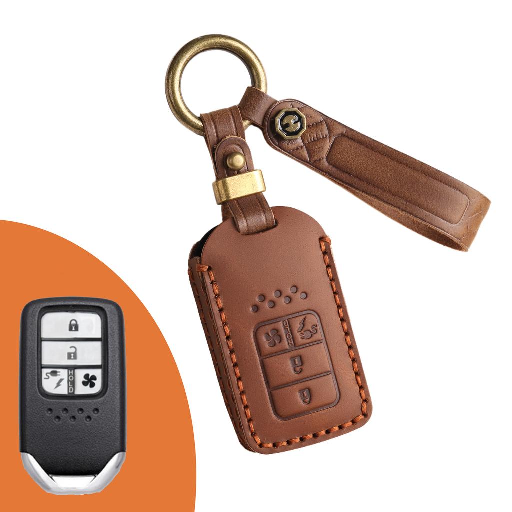 The key case is suitable for Honda key cover, Fit Civic Accord Crown car key cover, genuine leather.