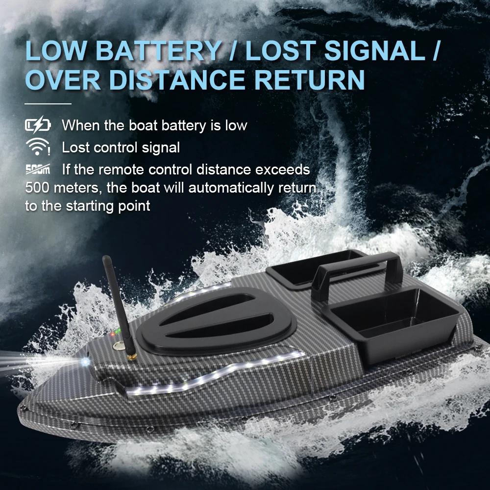 Remote Control Bait Boat V700/V900 GPS 40 Fishing Points 500 M Remote Control 2 Hoppers with Weight of 1.5KG Automatic Return Night Fishing Boats