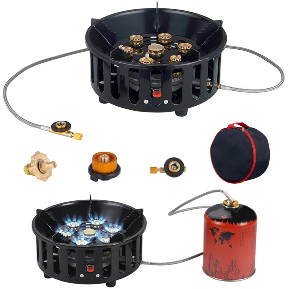 21000W Electronic Ignition Gas Stove with Adapter Portable Outdoor Furnace High Power Furnace for Outdoor Camping Tourist