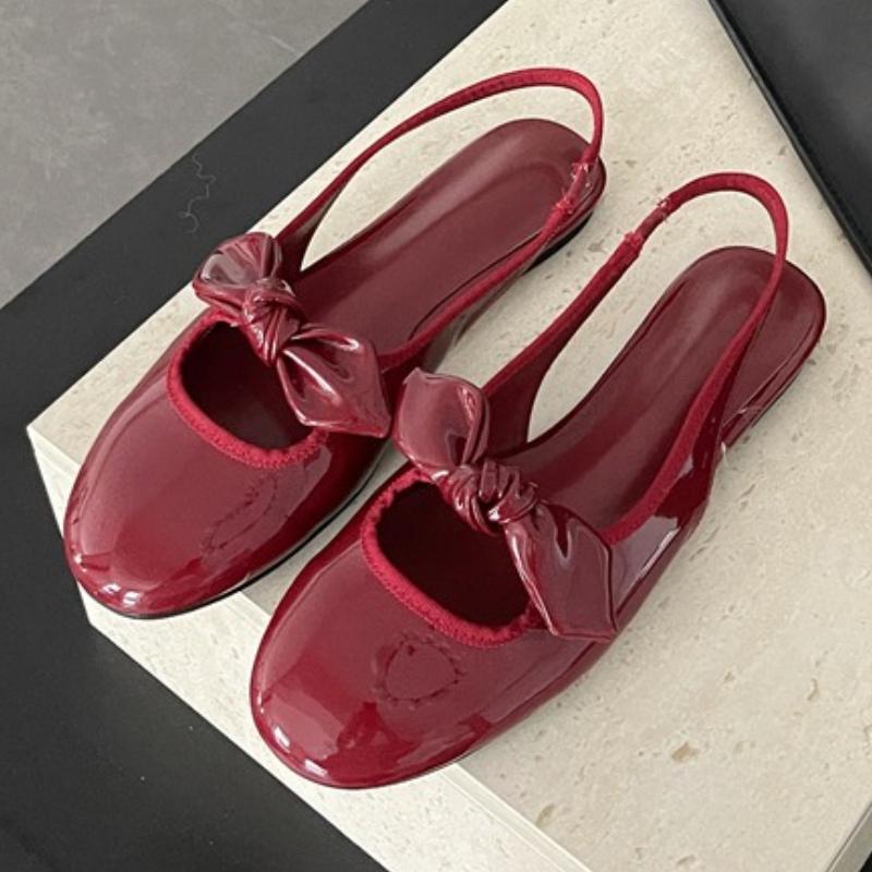 Fashion Sweet Butterfly Knot Low Heel Pumps Women Fashion Polka Dot Slingback Brand Designer Shoes Elegant Comfort Shallow Flat Sandals